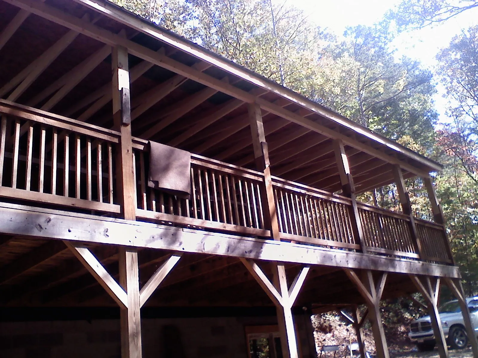 Timber framing under a new elevated porch and deck — Roof Leak Repair in Galion by Roofing Brothers